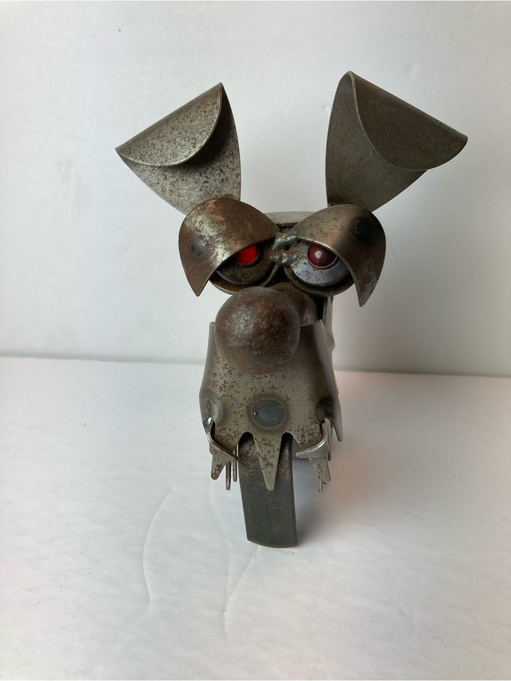 Stanley Metal Dog Figurine - Recycled Metal Red Eyed Junkyard Dog Bottle Topper
